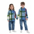 thumbnail image 3 of Eltusu Baby Girls Plaid Shirts, Relaxed Fit Casual Lapel Collar Long Sleeve Button-Down Shirts Blue Size 6-12 Months, 3 of 5