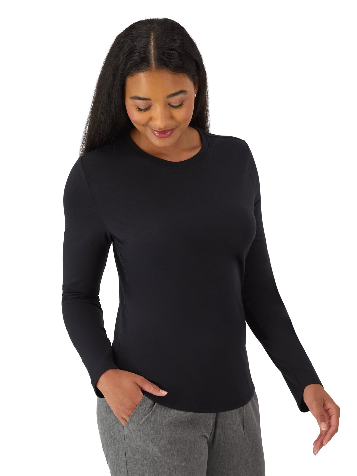 Hanes Womens Hanes Women's Scrubs Underscrub Scrub Top, Comfort Fit, Long Sleeve, Sizes S-2XL