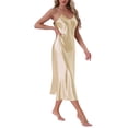 thumbnail image 4 of Conjunto de Bata de Satén para Mujeres INSPIRE CHIC de 2 Piezas, Camisón de Seda Suave Midi, Conjuntos de Pijamas Sexys, Batas de Dama de Honor M Oro, 4 of 6