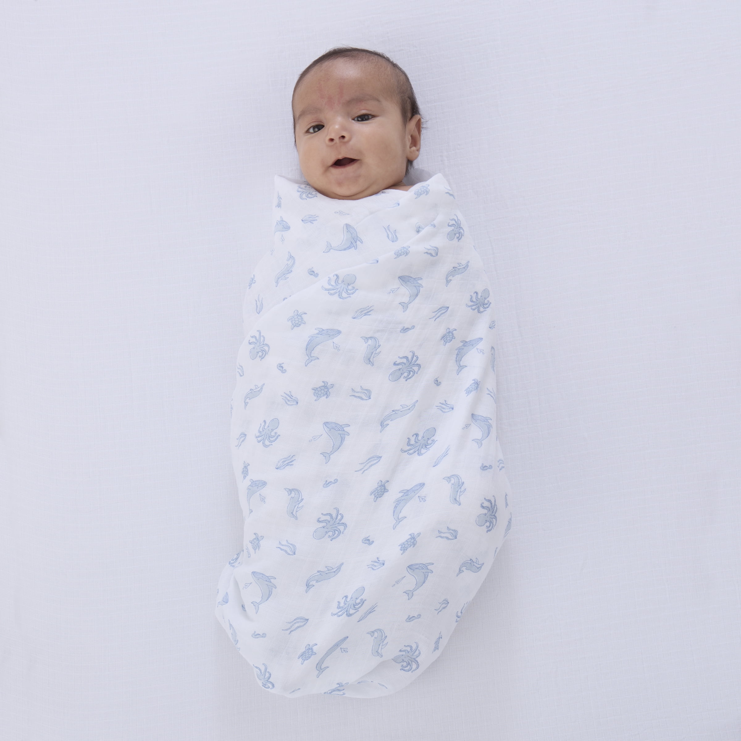 Parent's Choice Muslin Extra Large Swaddle 3-pack, Ocean, Blue, Infant Boy, Cotton