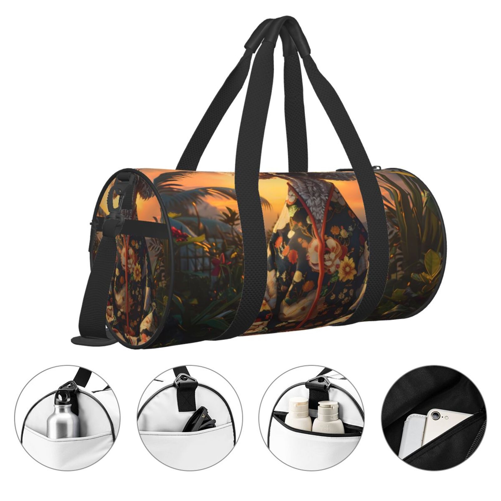 Vsdgher Flower Field Poodle 45L Foldable Duffel Bag, Sports Gym Bag,Overnight Bag, Portable Weekender Bag for Airplanes