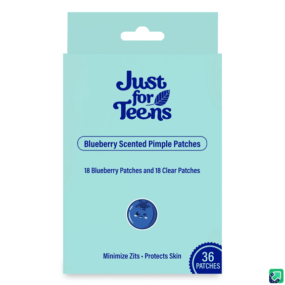 Just for Teens Hydrocolloid Pimple Patches for All Skin Types, 18 Clear & 18 Blueberry Scent