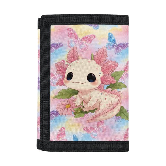 CHAQLIN Pastel Butterfly Sky Print Kids Trifold Wallet, Polyester Fabric Children's Wallet for Outdoor Sports, Slim Lightweight Teen Wallet