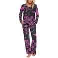 thumbnail image 2 of YWDJ Pajamas for Women Set Long Sleeve Lightweight Plus Size Floral Shirt 2 Piece Long Pants Loungewear L Black, 2 of 6