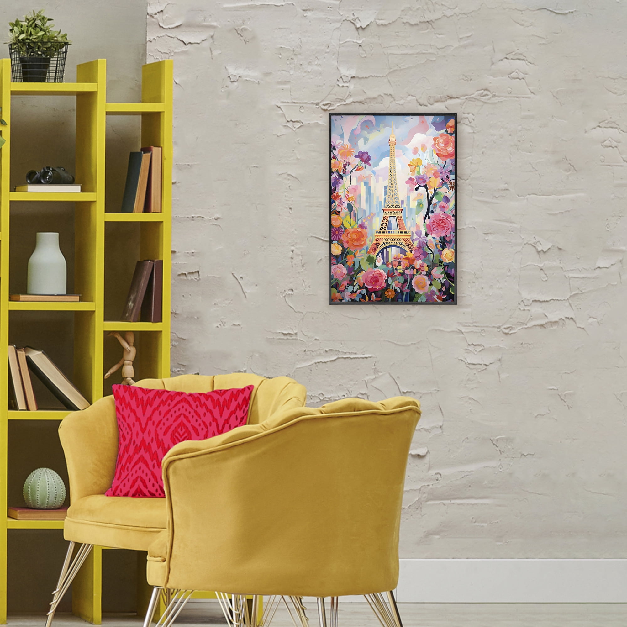 Stupell Industries Eiffel Tower Surrounded By Florals Black Framed Giclee Art, design by Creative Studio