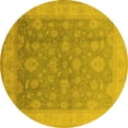 thumbnail image 1 of Ahgly Company Machine Washable Indoor Round Oriental Yellow Traditional Area Rugs, 5' Round, 1 of 4