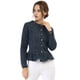 thumbnail image 3 of Chaqueta de Mezclilla Allegra K con Cuello Redondo y Botones Manga Larga Peplum Azul S, 3 of 6