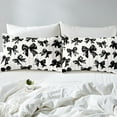 thumbnail image 4 of Erosebridal Black Bowknot Bed Sheets Full, Geometric Stripe Bedding Full Size, Bow-Tie Room Decor, 4pcs (Top Sheet, Fitted Sheet, Pillowcase), 4 of 6