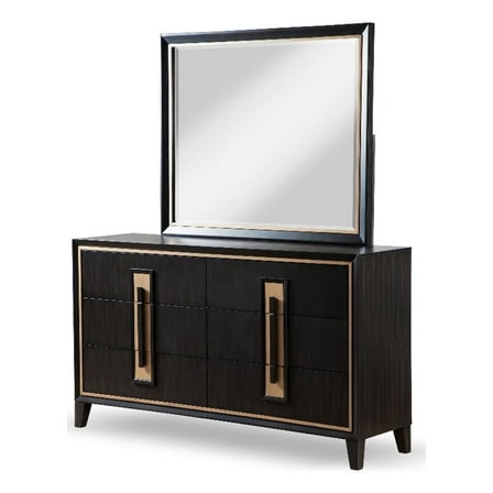 FOA Wenton 2-Piece 6-Drawer Solid Wood Dresser and Mirror Set in Espresso