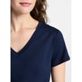 thumbnail image 4 of Time and Tru Women's Slub V Neck Tee with Short Sleeves, Sizes XS-XXXL, 4 of 5