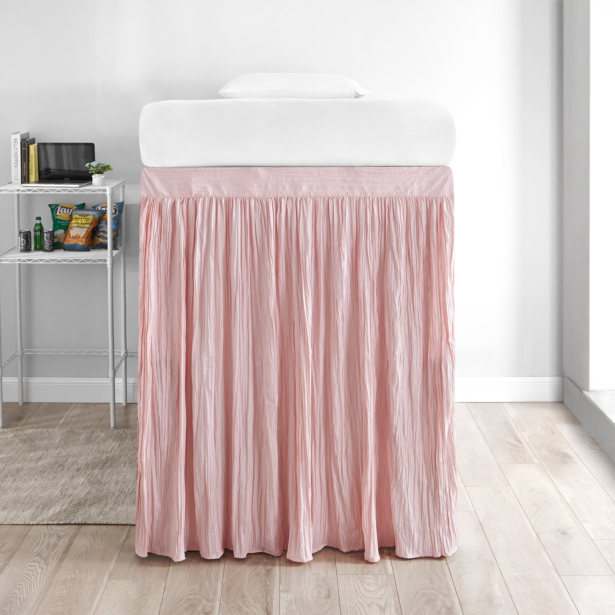Crinkle Extended Bed Skirt Twin XL Rose Quartz (For Raised or Lofted