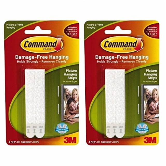 Command Narrow Picture Hanging Strips, White, 8Sets