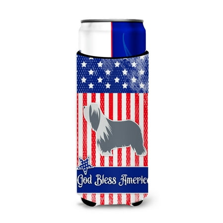 

Carolines Treasures BB3317MUK USA Patriotic Bearded Collie Michelob Ultra Hugger for slim cans Slim Can multicolor