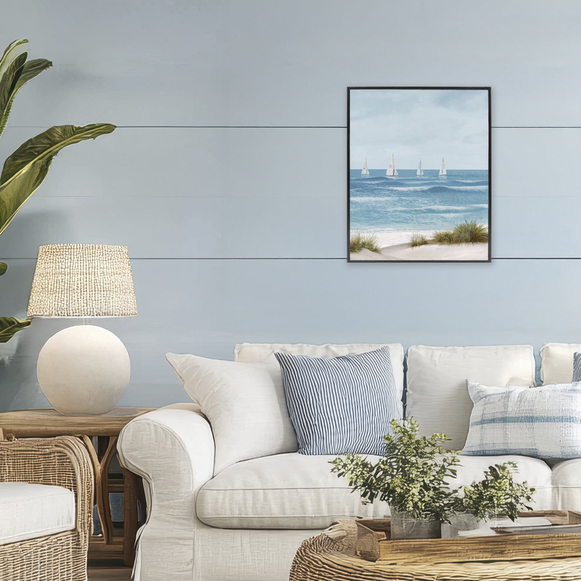 Stupell Industries Boats Sailing Away Black Framed Giclee Art, design by Lorenzo Collective
