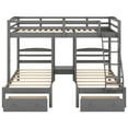 thumbnail image 5 of Newest Full Over Twin & Twin Triple Bunk Bed with Drawers, Gray 3-in-1 Bunk Bed with Storage, Space Saving Triple Sleeper for Large Families or Guest Rooms, 5 of 10