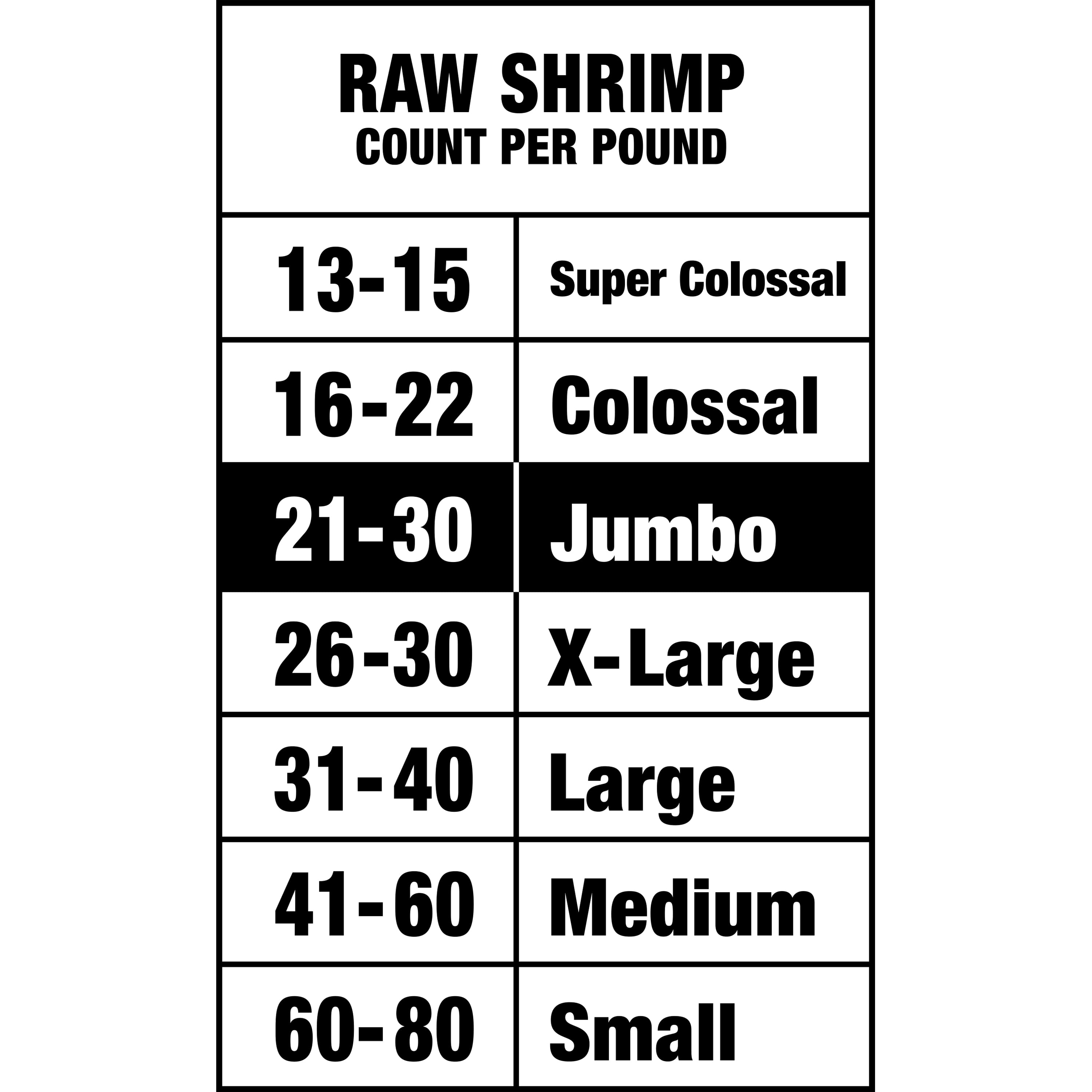 Great Value Frozen Raw Jumbo Tail-off Shrimp, 16 oz Bag (21-30 Count per lb)