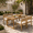 Beige, variant on YIORTWO 5-Piece Acacia Wood Outdoor Dining Set with Thick Cushions, 47" Table & 4 Chairs for Patio, Garden, Balcony, Beige