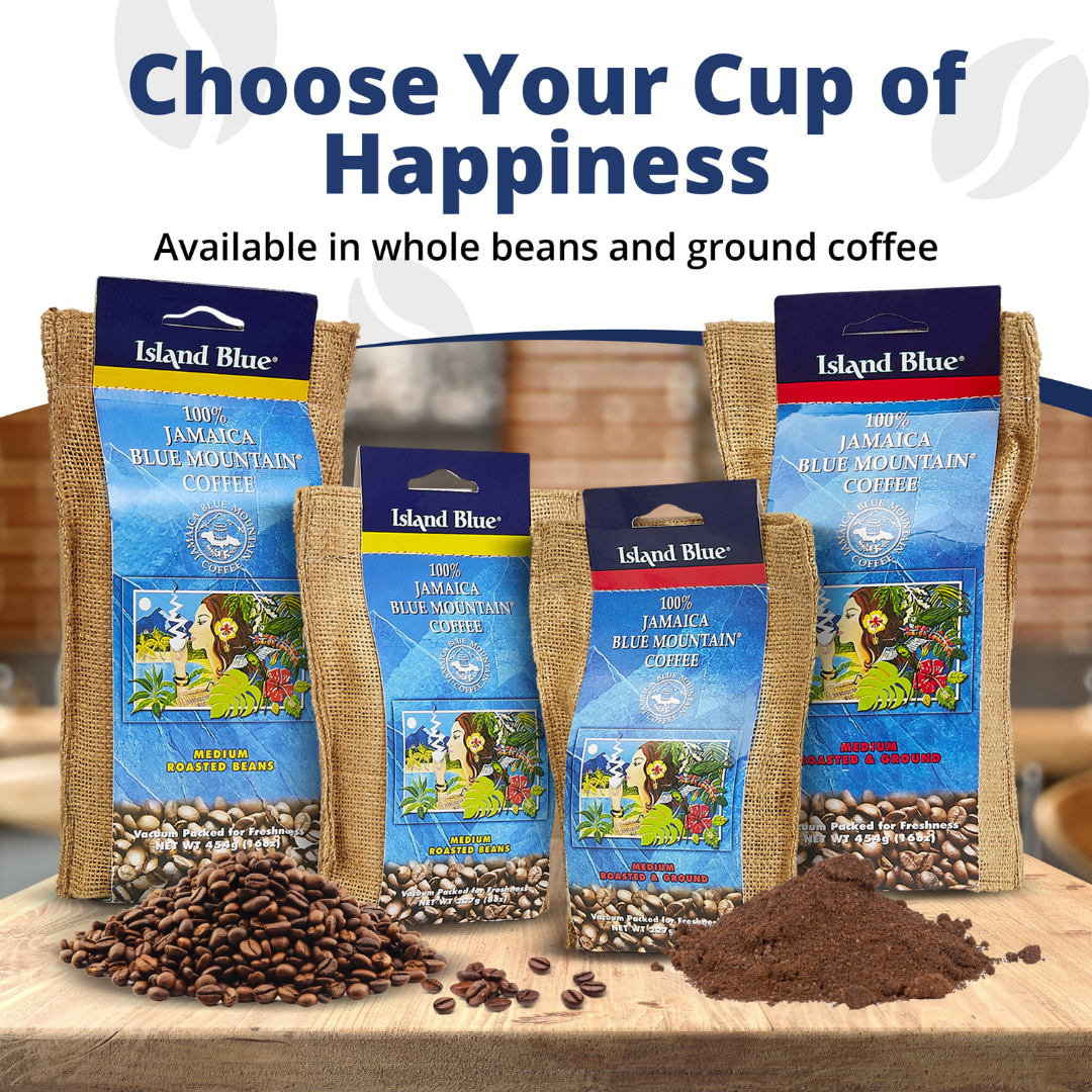 Island Blue Jamaican Blue Mountain Coffee Fresh Roasted Coffee Beans Medium Roast 16oz