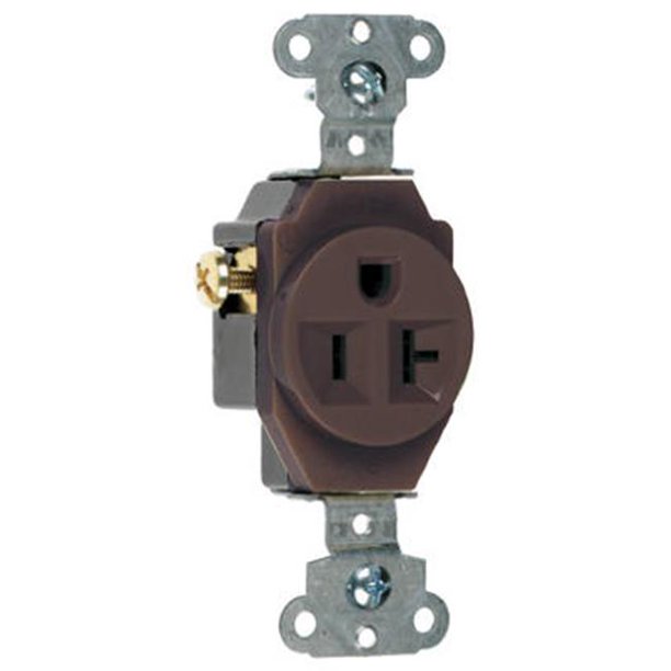 5351CC8 20A Heavy Duty Single Outlet, Brown