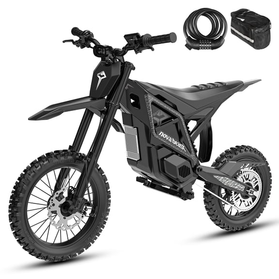 ESKUTE NOVA Beast Electric Dirt Bike for Adults & Teens, 5500W Peak Mid-Drive Motor, 60V 27Ah Battery, Hydraulic Disc Brakes, Nitrogen-Filled Suspension Black with Phonebag & Lock, UL2849