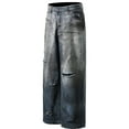 thumbnail image 2 of Mens Distressed Wide Leg Jeans Washed Denim Slightly Stretchy Casual Relaxed Fit Trousers Durable Everyday Streetwear, 2 of 13