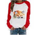 thumbnail image 1 of Moda mujer primavera otoño Color a juego impreso manga larga cuello redondo Casual camisetas Pompotops  gfhjh18489, 1 of 5