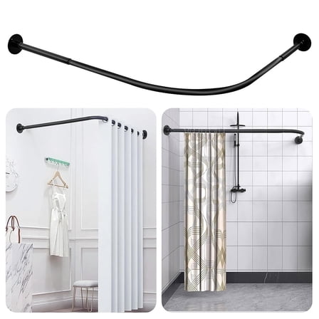XMZHOU Curved Shower Curtain Rod Stainless Steel Adjustable Arched Shower Curtain Rod Rustproof Expandable No Need To Drill Black Bathroom Bathtub Curtain Rod