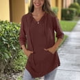 thumbnail image 2 of Uootdi 3/4 Sleeve Tops for Women Hooded with Pockets Loose Fit Soft Comfy Casual Daily Loungewear Tunic Shirts Gift, 2 of 5