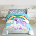 thumbnail image 2 of Manfei Purple White Unicorn Bedding Comforter Set,Fairy Tale Theme Twin Comforter Sets,Cute Cartoon Animal Bedding Set For Teens,Microfiber Bedroom Decor Reversible,2-Piece, 2 of 8