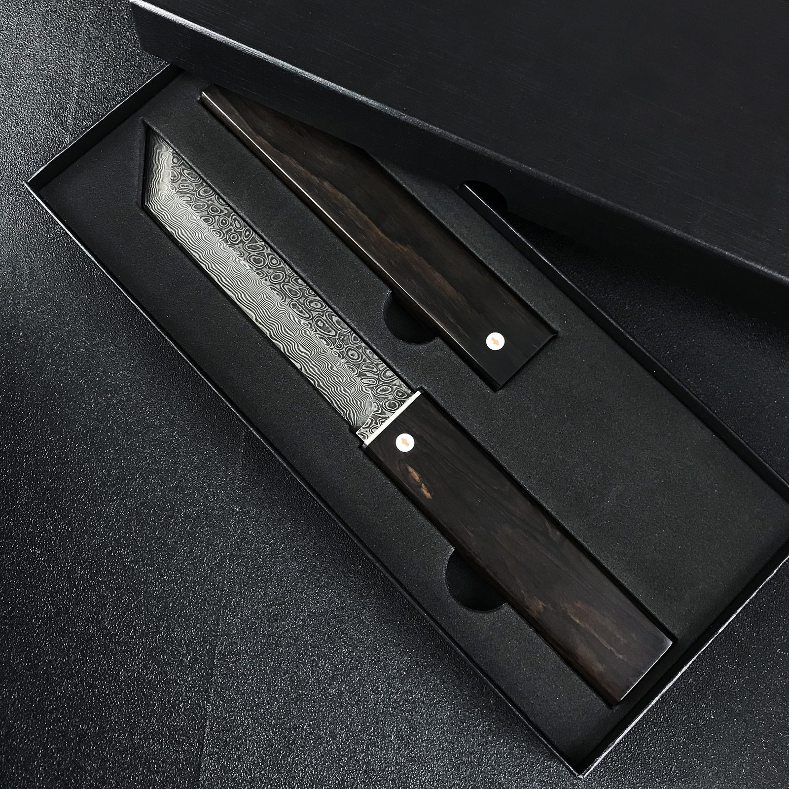 Samurai Knife Japanese Katana, Tanto Knife with VG 10 Damascus Steel Blade and Ebony Handle