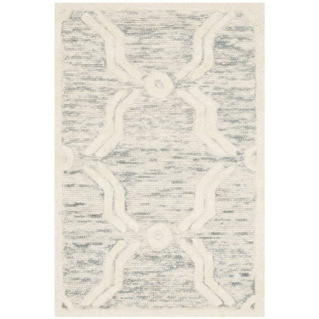 Safavieh Cambridge Collection CAM728G Handmade Moroccan Geometric Light Grey and Ivory Premium Wool Square Area Rug (6' Square)