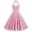 DT-Pink, variant on Women's Halter Neck Gingham Dress-Fit & Flare-For Garden Party-Green & White Check