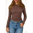 thumbnail image 3 of PRETTYGARDEN Womens Tops Fall Long Sleeve Fitted T Shirts Waffle Ruched Crop Shirt Basic Knit Workout Y2k Clothes, 3 of 9