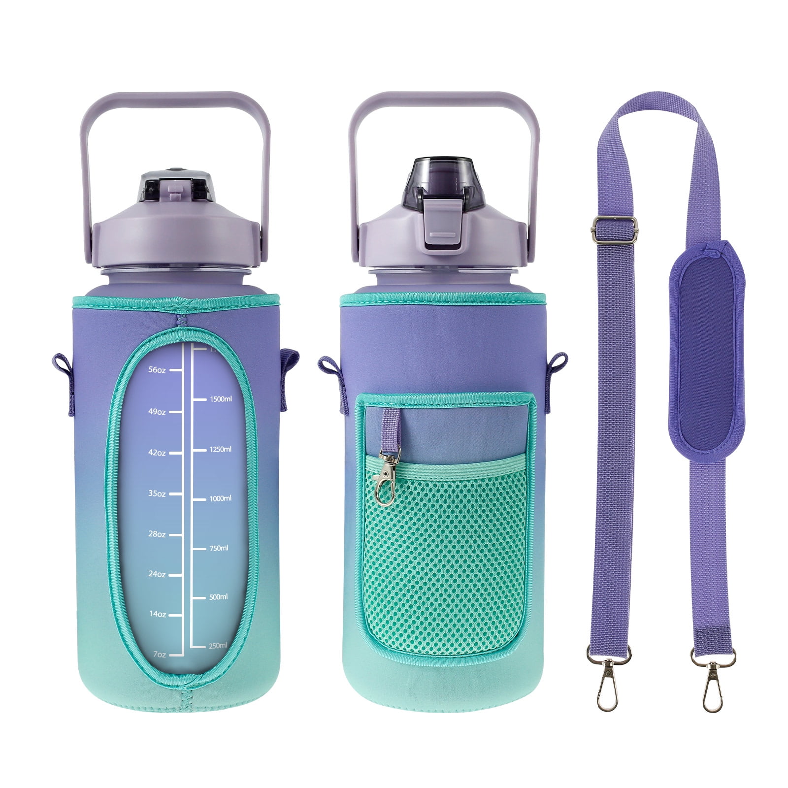 1500ml/2000ml Insulated Water Bottle Stainless Steel Double Wall Vacuum  Sport Bottle with Straw and Handle