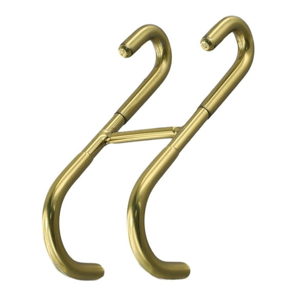 Wodtesl Gold S-Shape Shower Door Towel Rack - Over Glass Door Hanger with Silicone Grips - No Drill Bathroom Organizer Hook for Robe, Squeegee, Loofah - 4.7x2 inch