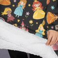 thumbnail image 3 of Oversized Wearable Blanket Hoodie,Black Princess Castle Pattern Sherpa Blanket Hoodie with Super Pockets,Super Warm Fuzzy Pullover for Women & Men, 3 of 6