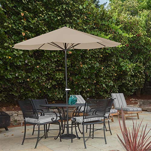 Pure Garden 50-LG1040 Patio Umbrella Outdoor Shade with Easy Crank Umbrella - Sand - 9 ft.