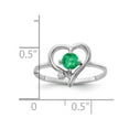 thumbnail image 2 of Solid 14k White Gold 4mm Emerald Green May Gemstone Diamond Engagement Ring Size 6, 2 of 3