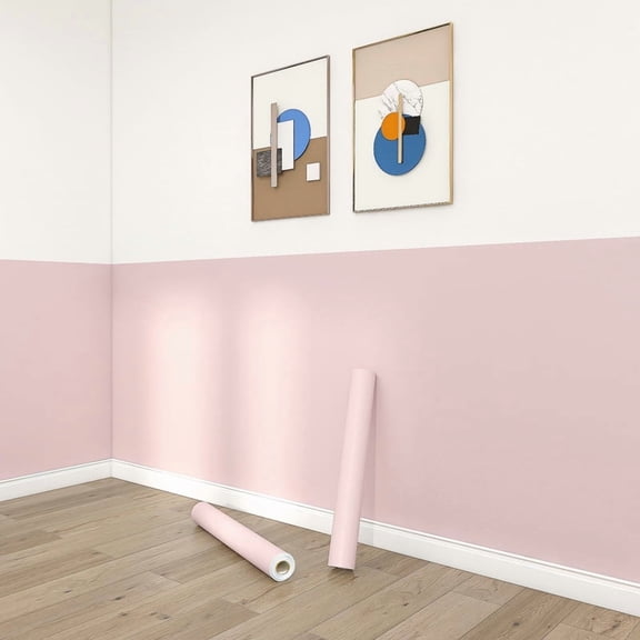 Nvzi Light Pink self-adhesive wallpaper -1 roll, 196.85 × 12 inch PVC waterproof wallpaper, suitable for DIY decoration of kitchen, desk, wall, bedroom
