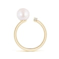 thumbnail image 2 of ANGARA Japanese Akoya Cultured Pearl and Diamond Bar Ring in 14K Yellow Gold for Women | June Birthstone, Birthday, Anniversary, Jewelry Gift for Women | Pearl Ring, 2 of 8