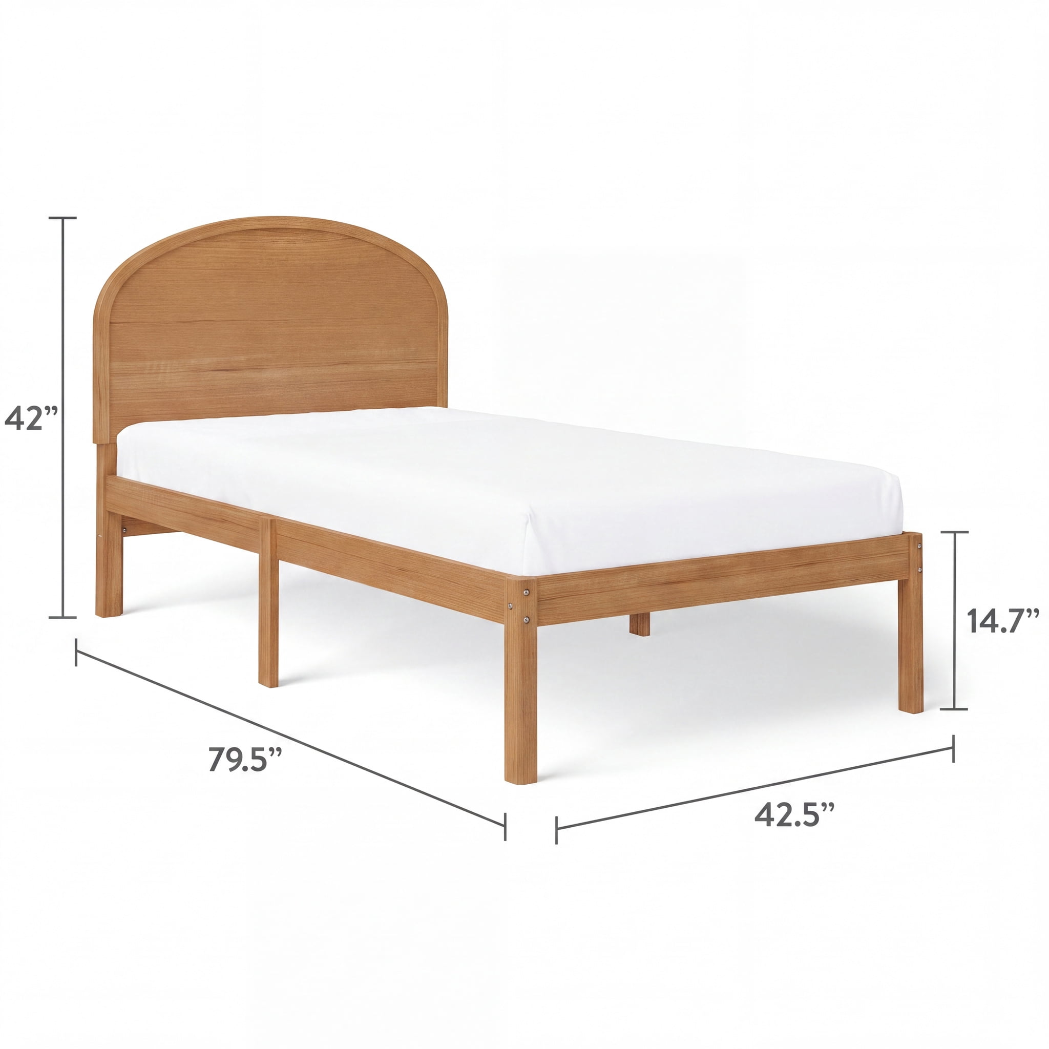 Mainstays Kids Twin Size Wood Platform Bed Frame, Natural Teak