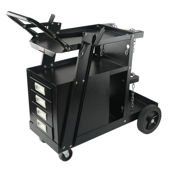 Carrito de soldadura VEVOR de 2 niveles, 4 cajones, 120 kg de capacidad con ruedas