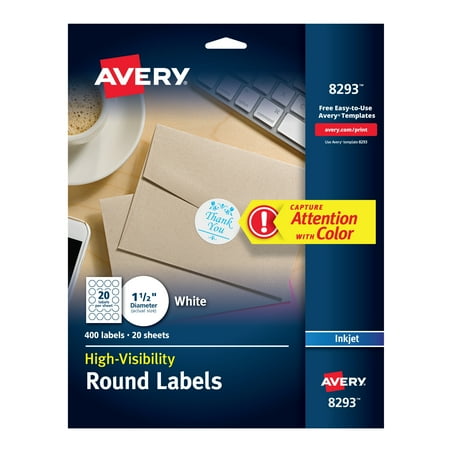 Universal Label Holder Kit - Avery High-Visibility 1.5 Round Labels, Personalize Your Pop Socket Phone Holder, 400 Pack (8293)