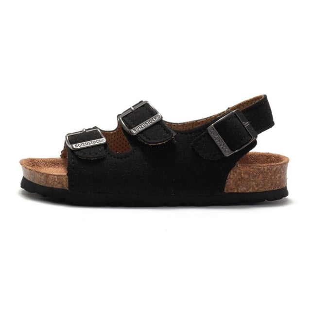 Sandales pour Enfants Garçons Filles Sandale en Liège Confort Double Boucle à Enfiler Pantoufles