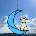 thumbnail image 4 of Dog Memorial Gifts For Dog Lovers,Dog On Moon Stained Glass Window Hanging For Suncatcher, 4 of 7