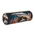 thumbnail image 1 of Disketp Coral Fish Dolphin Estuche Organizador de Lápices de Cuero, Estuche de Oficina con Cremallera para Bolígrafo y Lápiz, 1 of 6