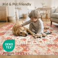 thumbnail image 4 of ODIKA 2'x3' Washable Throw Rug Vintage Medallion Round With Distressed Farmhouse Floral Trim for Hallway, Study Room, Non-Slip Low Profile, Flatwoven, 4 of 7