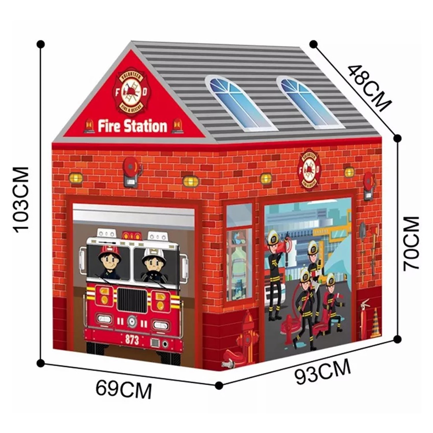 CIPACHO Kid Firemen Play Tent, Children Playhouse Indoor Outdoor Toy, Play House for Boy Girl, Red