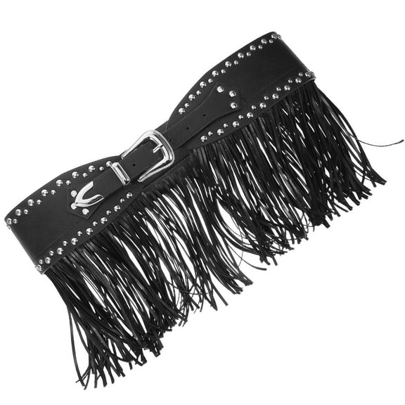 COMPUKAS Wide Western Belts for Woman Black Pu Party Wear 1Set