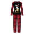 thumbnail image 2 of Elippeo Family Matching Christmas Pajamas, Letter  Deer Head Print Long-Sleeved Tops + Plaid Trousers Sleepwear Outfits, 2 of 10